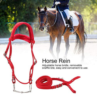 Horse Bridle Reins, Adjustable Horse Bridle Rein Harness Headstalls Removable Snaffle with Soft Cushion