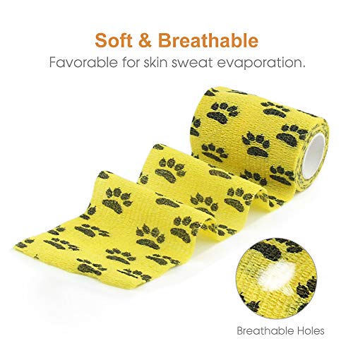 AUPCON Vet Wrap Cohesive Bandages Bulk Self Adhesive Bandage Wrap Self Adherent Wrap Non-Woven for Dogs Pet Animals & Ankle Sprains & Swelling 2 Inch x 5 Yards (3 Inch Claw) - color: 3 Inch Claw