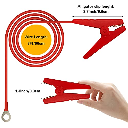 Electric Fence Clips, Hyhpsjiee 2pcs Electric Fence Charger Electric Fence Connectors Electric Fence Leads Electric Fence Wire Connect with Crocodile Clip 1M.(Black+Red)