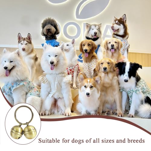 2 Extra-Loud Copper Dog Bells for Medium-Large Dog Collars - color: Glossy Bronze, size: Large