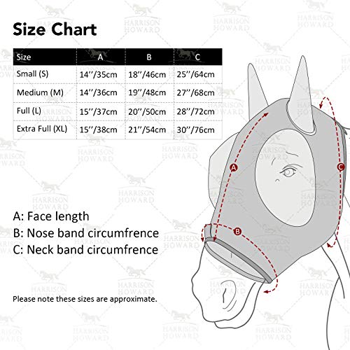 Harrison Howard Super Comfort Stretchy Fly Mask Large Eye Space with UV Protection Soft on Skin with Breathability Fluro Lime M Cob - color: Fluro-Lime, size: Cob (Medium)