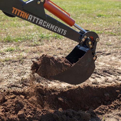 Titan Attachments 8in Wide Backhoe Bucket, 3-Carbon Steel Teeth, Hydraulic Tilt Backhoe & Excavator Attachment - size: 8"