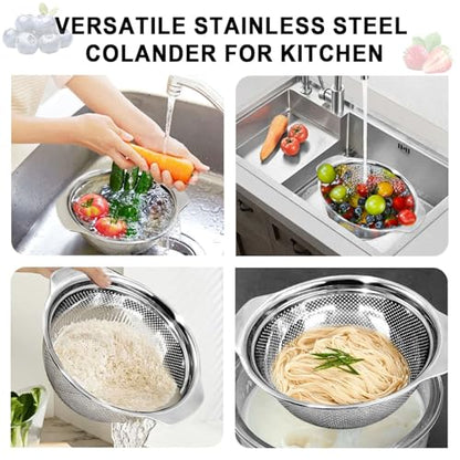 Colander for Kitchen, 1.5 QT Stainless Steel Strainer, Rice Strainer Bowl - size: 1.5 QT