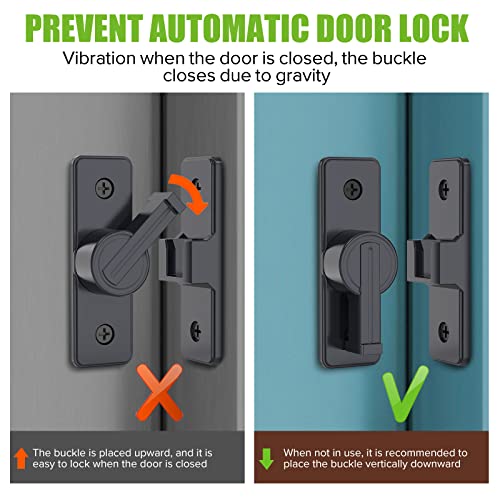Barn Door Lock Hardware, 90 Degree Flip Latch Privacy Lock, Black | Heavy Duty Zinc Alloy Sliding Barn Door Latch for Bathroom, Bedroom, Closet, Garage, Shed and Gate - color: Black