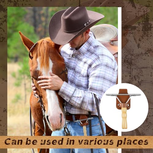 Blulu 1 Set Horse Show Comb Brush Holder Cattle Horse Race Grooming Brush Show Comb Derby Day Horses Mane and Tail Brushes with Wood Handle Livestock Supplies for Cow Pet Dog Cattlles Cows Goat Sheep