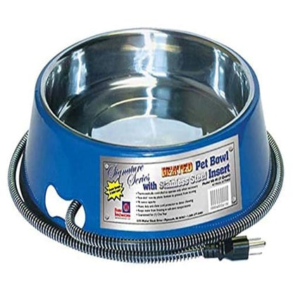 Farm Innovators Heated Pet Water Bowl, 40W Heated Water Dish - 3 Quart Stainless Steel Watering Station with Anti-Chew Cord Protector for Dogs & Cats | Thermostatically controlled to operate only when necessary, non-skid/non-tip rubber bottom, anti-chew c