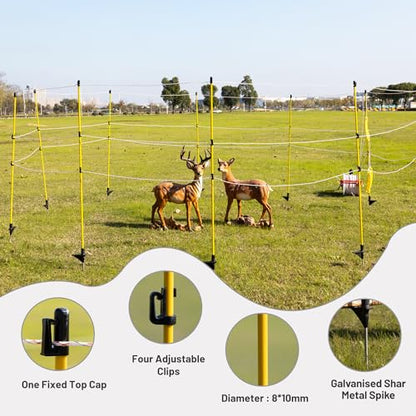 Electric Fence Posts 46 Inches, Fiberglass Step in Temporary Electric Fence Posts for Cows, Sheep, Dog, Portable Fence Stakes for Electric Fencing-50 PCS - size: 46Inch-Small Insulator-50Pack