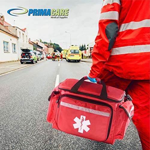 Primacare KB-1088 EMT First Responder Trauma Bag, Empty Deluxe EMS Shoulder Bag, Professional First Aid Kit Bag with 4 Compartments for Emergency Medical Supplies