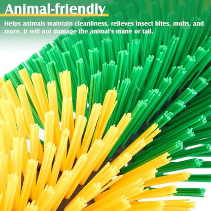 3 Pack Livestock Scratching Brush, Green and Yellow - color: Green and Yellow