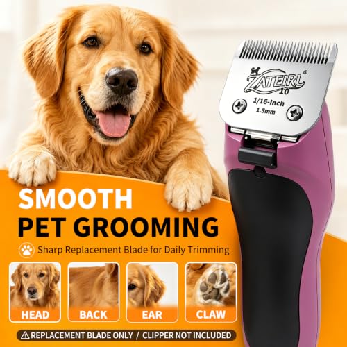 4 Pack Pet Grooming Clipper Blades with Ceramic Cutters, Sizes 10, 7FC, 5FC & 4FC, Silver, Compatible with Andis, Oster A5, Wahl KM10 A5 Style Dog Clippers - color: Silver, size: 10# + 7FC + 5FC + 4FC