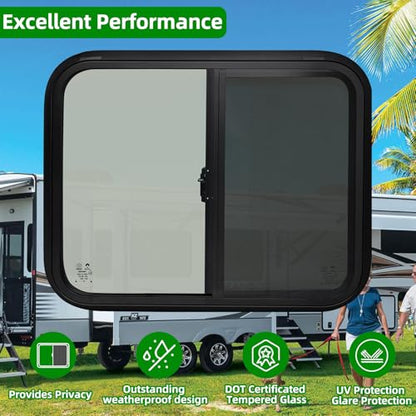 30"W x 24"H RV Windows for Cargo Trailer Camper,Tinted Horizontal Sliding - size: 30"W x 24"H