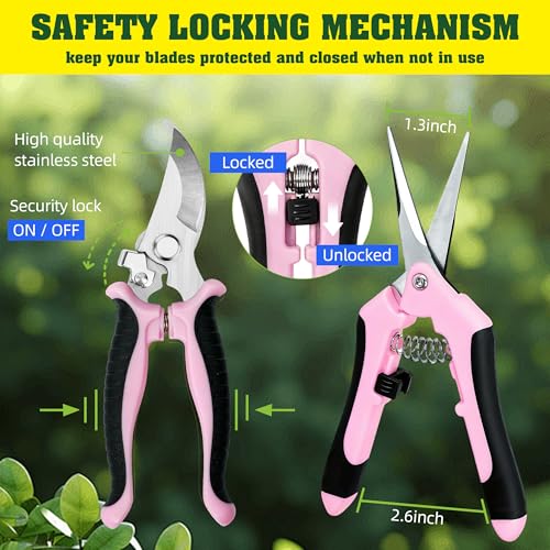 EWPJDK 4 Pack Garden Pruning Shears Scissors Clippers Stainless Steel - color: Pink