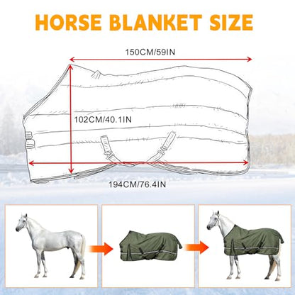 Horse Turnout Blanket, Waterproof Rain Sheet, 600D Oxford - size: 75IN