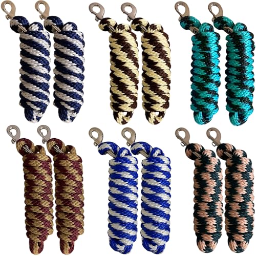 Majestic Ally Polypropylene Lead Rope with Removable Nickel Bolt Snap, 5/8 x 10 ft, for Horses and Livestock, 2 Pack (Navy -Silver) - color: Navy -Silver