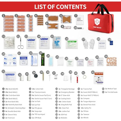 Kitgo First Aid Kit with Hospital Grade Medical Supplies, 220pcs Emergency Medical Trauma Kit, Gift for Dad Husband Great for Home, Outdoors, Office, Car, Travel, Camping, Hiking, Boating - size: 220 PCS