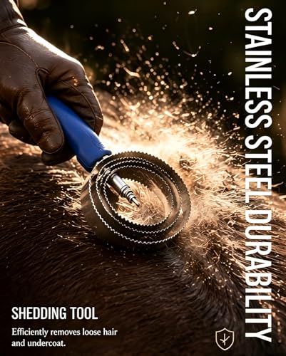 Horse Curry Comb Set,3Pcs Horse Grooming Kit with Reversible Stainless Steel Currycomb, Hoof Pick Brush and Nylon Horses Hair Brush,Professional Horses Shedding Tool for Horse's,Dogs,Livestock