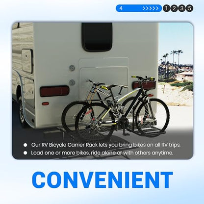 ECOTRIC RV Bicycle Carrier Rack Camper Trailer Rear Bike Mount Rack for 1-4 | Bicycles