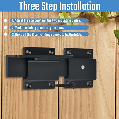 7" Outdoor Gate Latch Lock for Wooden Fence with Padlock Hole