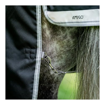 Horseware® Amigo® Bravo 12 Plus Turnout 250g - Black/Titanium Grey & Silver, 72 inches - color: Black/Titanium Grey & Silver, size: 72 inches