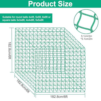 6x6 ft Square Bale Hay Net - Large Slow Feeder for Horses & Livestock, Knotless Design Slow Feeder Hay Nets, Fits 4x4ft 5x5ft 6x6ft Round & 3x3x8ft 4x4x8ft 5x5x8ft Square Bales (Green-Square) - color: Green-Square