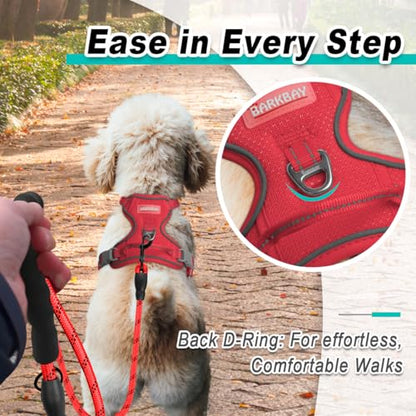 BARKBAY Dog Harness for Small Sized Dog No Pull Mesh 2 Clips Dog Vest - color: Red-Mesh, size: X-Small
