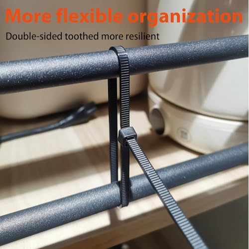 8 Inch Zip Ties Double Sided Toothed,65LBS Tensile Strength Heavy Duty Cable Wire Ties With Self-Locking Adjustable More Durable Nylon Tie Wraps for Indoor Outdoor（100 Pack） - size: 8 inch 100 Pack （65 Lbs ）