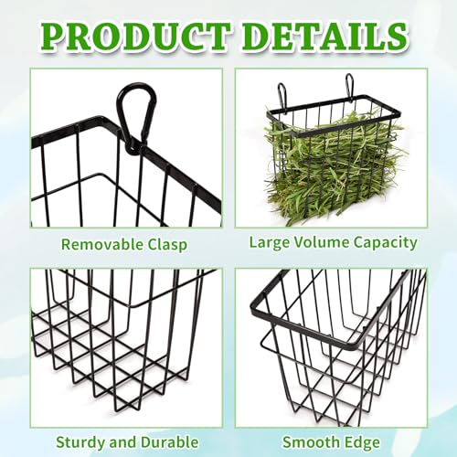 Rabbit hay Feeder Sangle Sopffy 2PCS, Guinea Pig hay Feeder with Metal Frame for Guinea Pig Chinchilla Bunny, Chinchilla cage Accessories (Black-1) - color: black-1