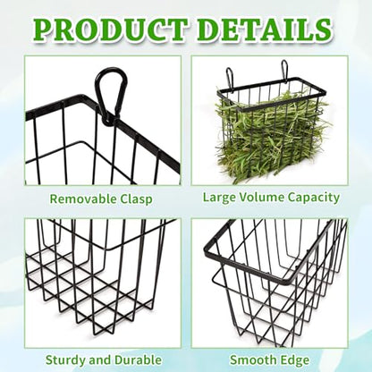 Rabbit hay Feeder Sangle Sopffy 2PCS, Guinea Pig hay Feeder with Metal Frame for Guinea Pig Chinchilla Bunny, Chinchilla cage Accessories (Black-1) - color: black-1