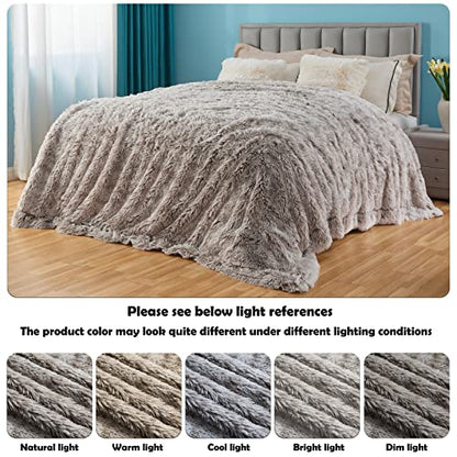 GONAAP Fuzzy Faux Fur Throw Blanket for Couch, Frosty Grey, 50"x60" - color: Frosty Grey, size: Throw(50"x60")