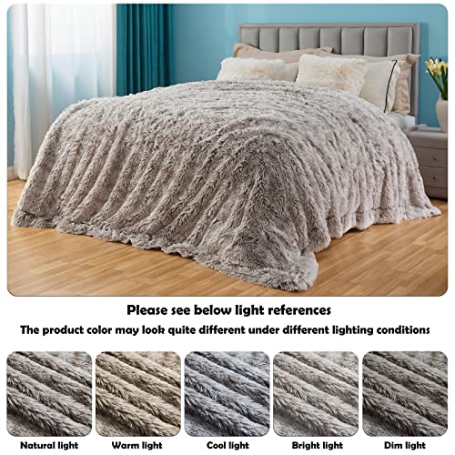 GONAAP Fuzzy Faux Fur Twin Blanket for Couch, Frosty Grey, 60"x80" - color: Frosty Grey, size: Twin(60"x80")