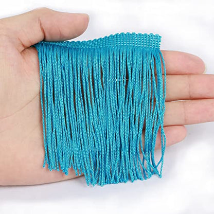 Chainette Fringe Trim 10 Yard x 4 Inches Fabric Tassel Trims - color: Blue, size: 4"-10Yards/R