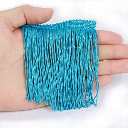 Chainette Fringe Trim 5 Yard x 4 Inches Fabric Tassel Trims - color: Blue, size: 4"-5Yards/R