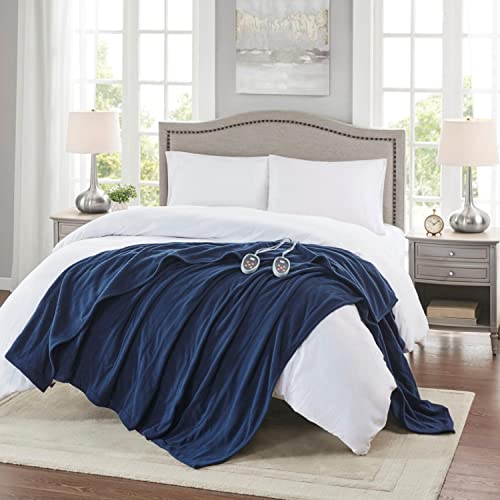 Beautyrest Heated Blanket Twin, Micro Fleece Electric Blanket, Navy - color: Navy, size: Twin