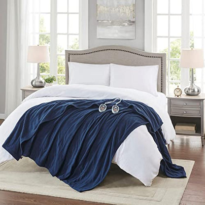 Beautyrest Heated Blanket Twin, Micro Fleece Electric Blanket, Navy - color: Navy, size: Twin