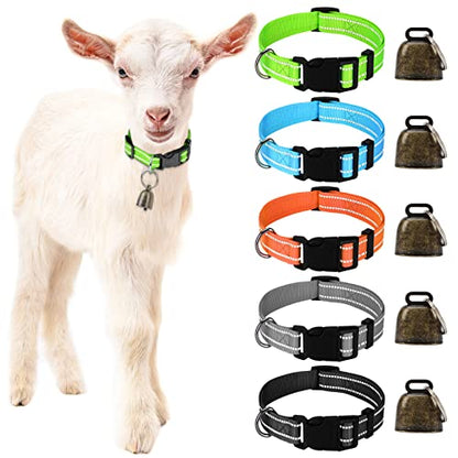 5 Pack Reflective Goat Collars with Bells,Anti-Lost Pet Collar - color: Reflective Multi-colored