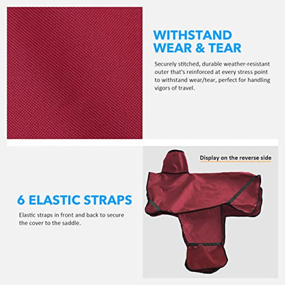Harrison Howard 600 Denier Splash-Resistant Protective Saddle Cover Protection from Scratches, Direct Sunlight, and Dust/Debris Keeps Saddle in Pristine Condition-Red - color: Red