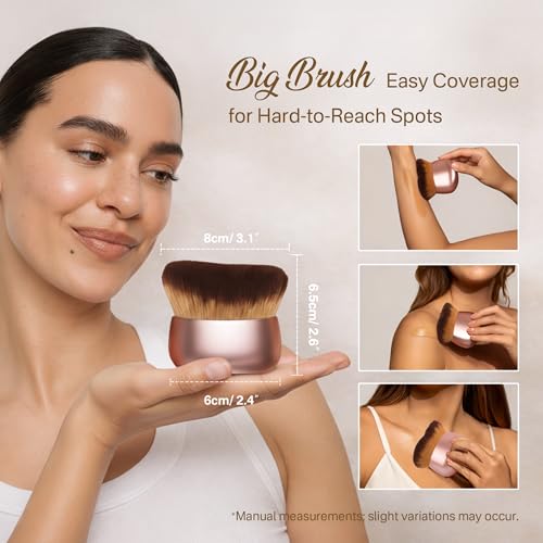 Streak-Free Kabuki Self Tanner Brush, Large Body Makeup Brush,Soft Dense Body Brus h for Self Tanner, Vegan Tanning Brush for Self Tan, Even Coverage, Ideal for Mousse, Lotion & Bronzing Foam, Pink - color: Pink