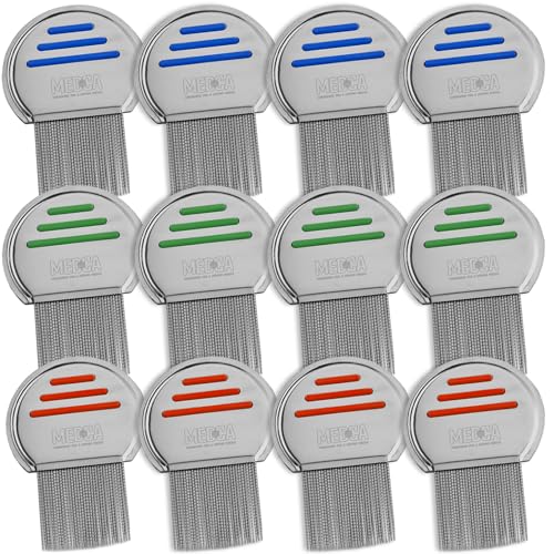 Lice Comb - (Pack of 12) Head Lice Treatment that's Individually Packaged Professional Stainless Steel Louse and Nit Combs Removes Eggs with Rounded Tips for Comfort
