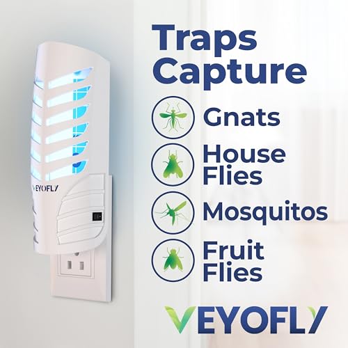 VEYOFLY Fruit Fly Traps Indoor Plug-in UV, Gnat Trap, 2 Device + 6 Refills - color: White, size: 2 Devices + 6 Refills