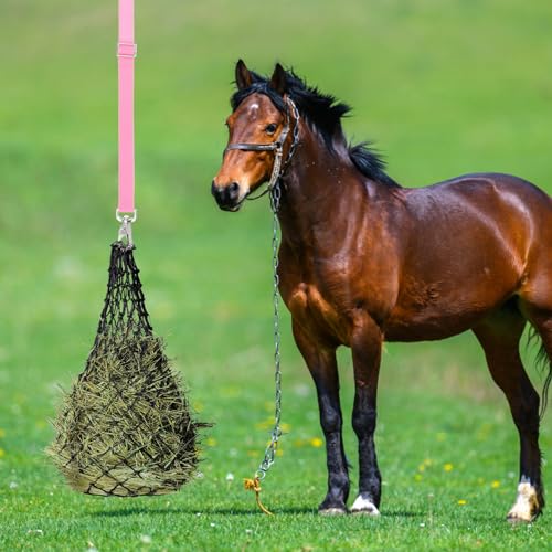 Ipetboom Adjustable Bucket Strap Reusable Bucket Hanger Strap with Swivel Clip Wear-Resistant Feeder Accessory for Horse Feed Buckets Nets Gates Fence Posts Stall Use 21.25in