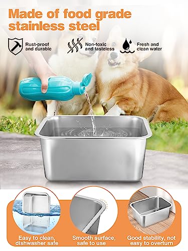MEWTOGO 2 Gallons Large Capacity Food Grade Stainless Steel Dog Bowls - size: 2 Gal