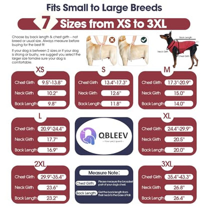 QBLEEV Reversible Dog Jacket, Windproof Dog Coat, Lightweight Puffer Vest - color: Date-Red, size: Small