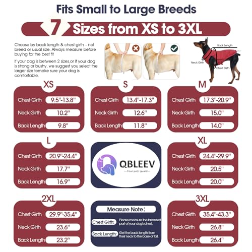 QBLEEV Reversible Dog Jacket, Windproof Dog Coat, Lightweight Puffer Vest - color: Date-Red, size: Large