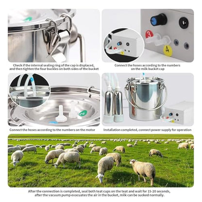 Plug-in 3L Pulsating Vacuum Pump Goat Milking Machine