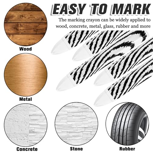 Tudomro 24 Pcs Lumber Crayons Bulk Wax Tire Marker Drawing Crayons for Marking on Lumber Metal Wood Carton Ceramics Glass Plastic, 3.94 x 0.55 Inch (White) - color: White