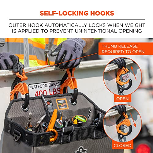 Ergodyne Squids 3178 Locking Aerial Bucket Hook with Tethering Point, Fits 3" Lip, Attach Tool Bags or Aprons to Buckets - size: 3in (7.6cm)