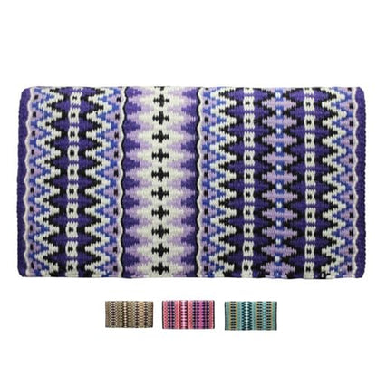 Tahoe Tack Reya Western Show Saddle Blanket – Handwoven 100% New Zealand Wool, Oversized 34" x 38", Heavyweight 5+ lbs, Vibrant Design, Ideal for Layering at Shows, Parades & Rodeos - color: Purple/Light Purple/Black/Silver/White