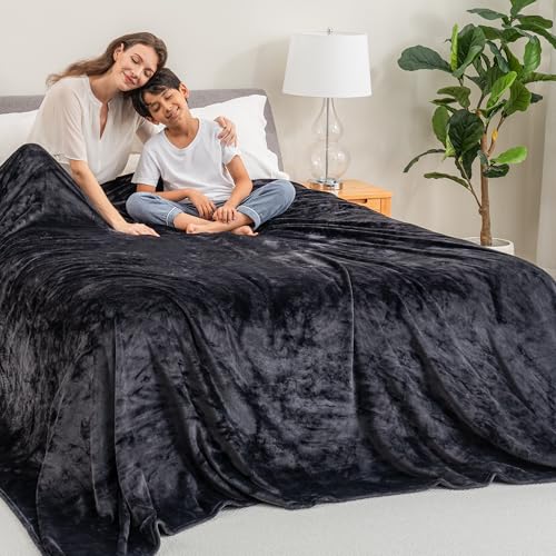 Berkshire Blanket VelvetLoft Big Oversized King Family Blanket, All Season Mid-Weight Ultra Silky and Fuzzy, Seamless Extra Large(Black, 120x120 Inches) - color: Black, size: Oversized King