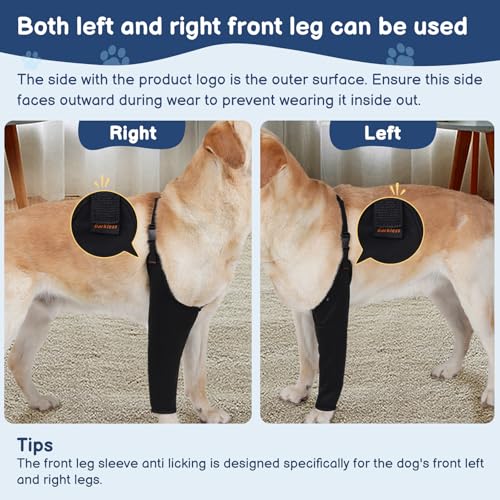 BARKLESS Dog Leg Sleeve for Front Single Leg After Surgery to Stop Licking - size: M(Leg Height 9.5-11.5")