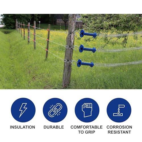 5 Pack Electric Fence Insulated Plastic gate Handle with Internal Spring and Double Ring end, Blue，for Electric Fence Gate Livestock Fence Agricultural Fencing and Pasture - style: PK5,Plastic Gate Handle,Blue